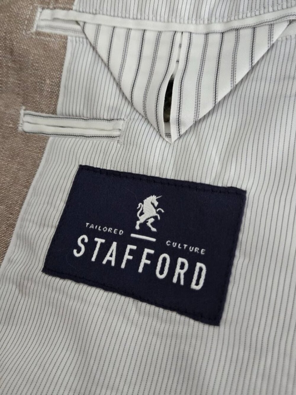 Stafford Mens Sport Coat Classic Fit Linen Blend Two Button Blazer Jacket 38R - Picture 5 of 13